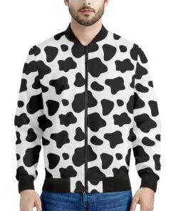 Black And White Cow Print Men's Bomber Jacket