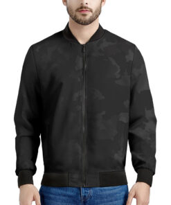 Black Camouflage Print Men's Bomber Jacket