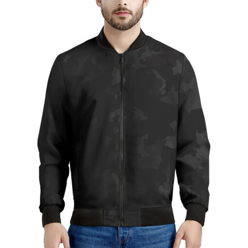 Black Camouflage Print Men's Bomber Jacket
