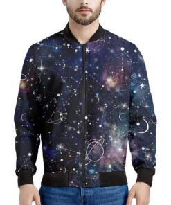 Constellation Galaxy Space Print Men's Bomber Jacket