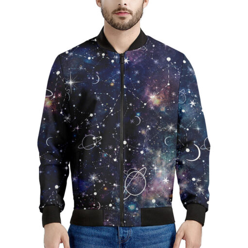 Constellation Galaxy Space Print Men's Bomber Jacket