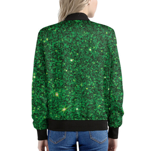 Green (NOT Real) Glitter Print Women's Bomber Jacket