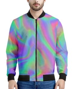 Psychedelic Holographic Trippy Print Men's Bomber Jacket