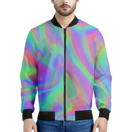 Psychedelic Holographic Trippy Print Men's Bomber Jacket