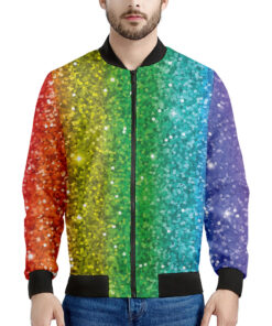 Rainbow (NOT Real) Glitter Print Men's Bomber Jacket
