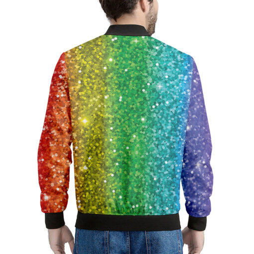 Rainbow (NOT Real) Glitter Print Men's Bomber Jacket
