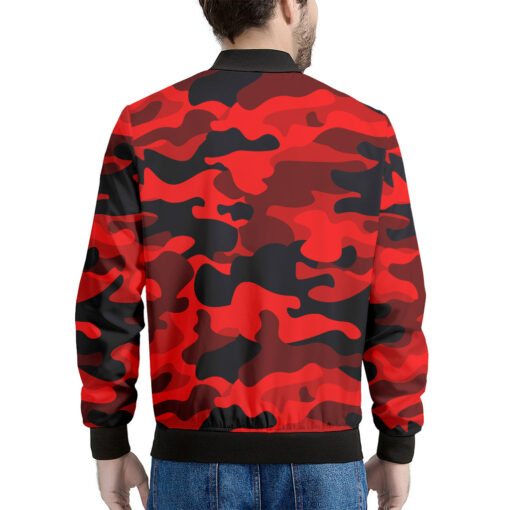 Red And Black Camouflage Print Men's Bomber Jacket