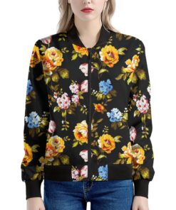 Vintage Floral Flower Pattern Print Women's Bomber Jacket