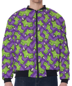 Zombie Foot Pattern Print Zip Sleeve Bomber Jacket